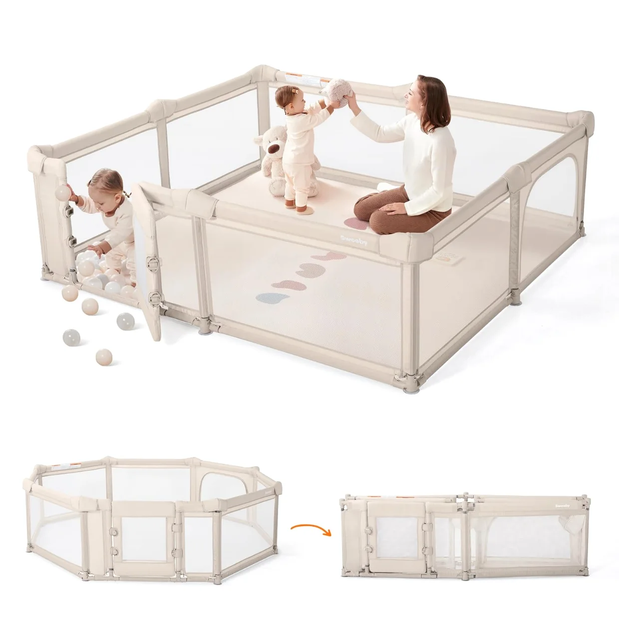 Sweeby Classic Gate Playpen 71 x 59 in in Beige