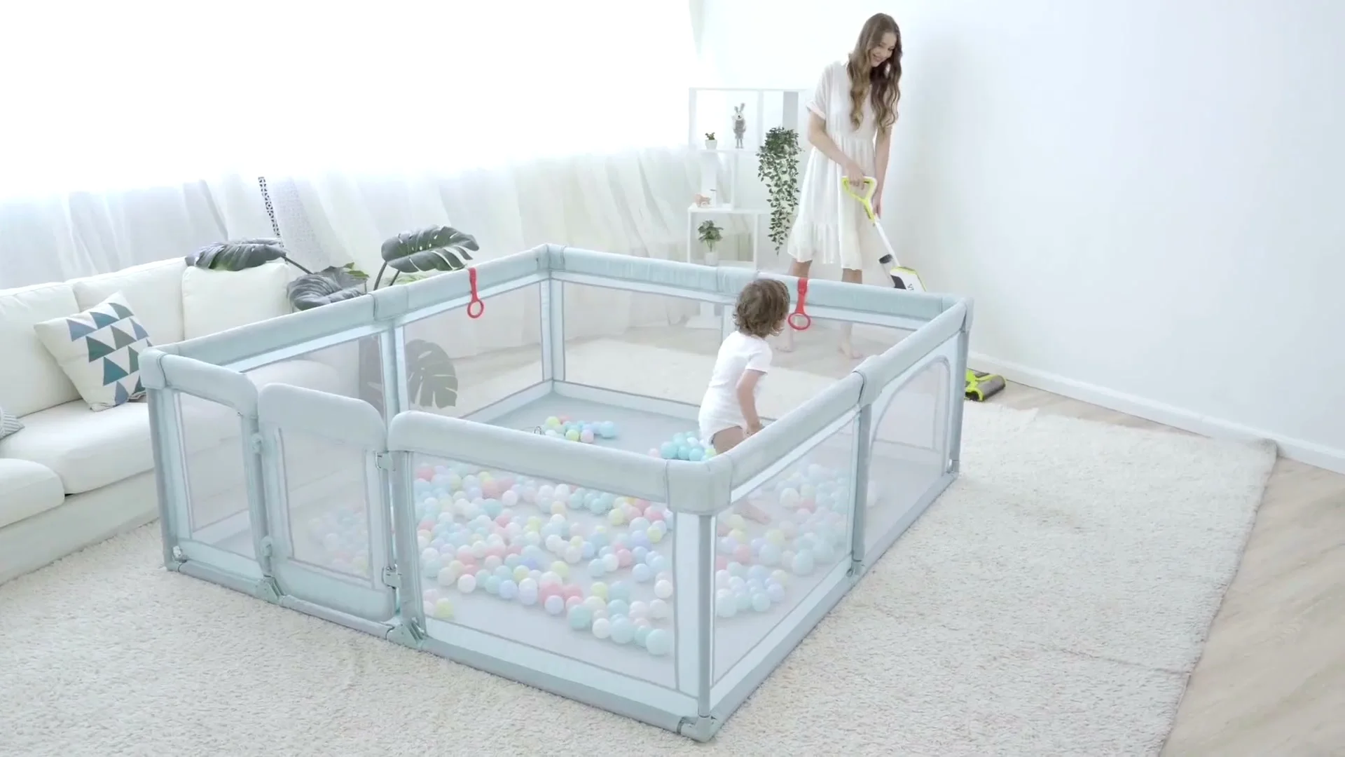 Sweeby playpen in a living room