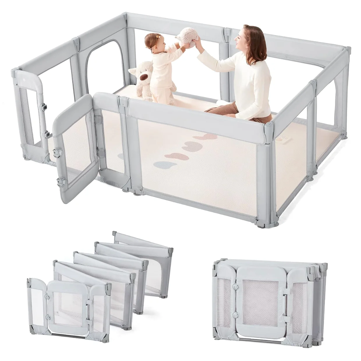 Sweeby Walk-In Gate Playpen 79 x 71 in in Gray